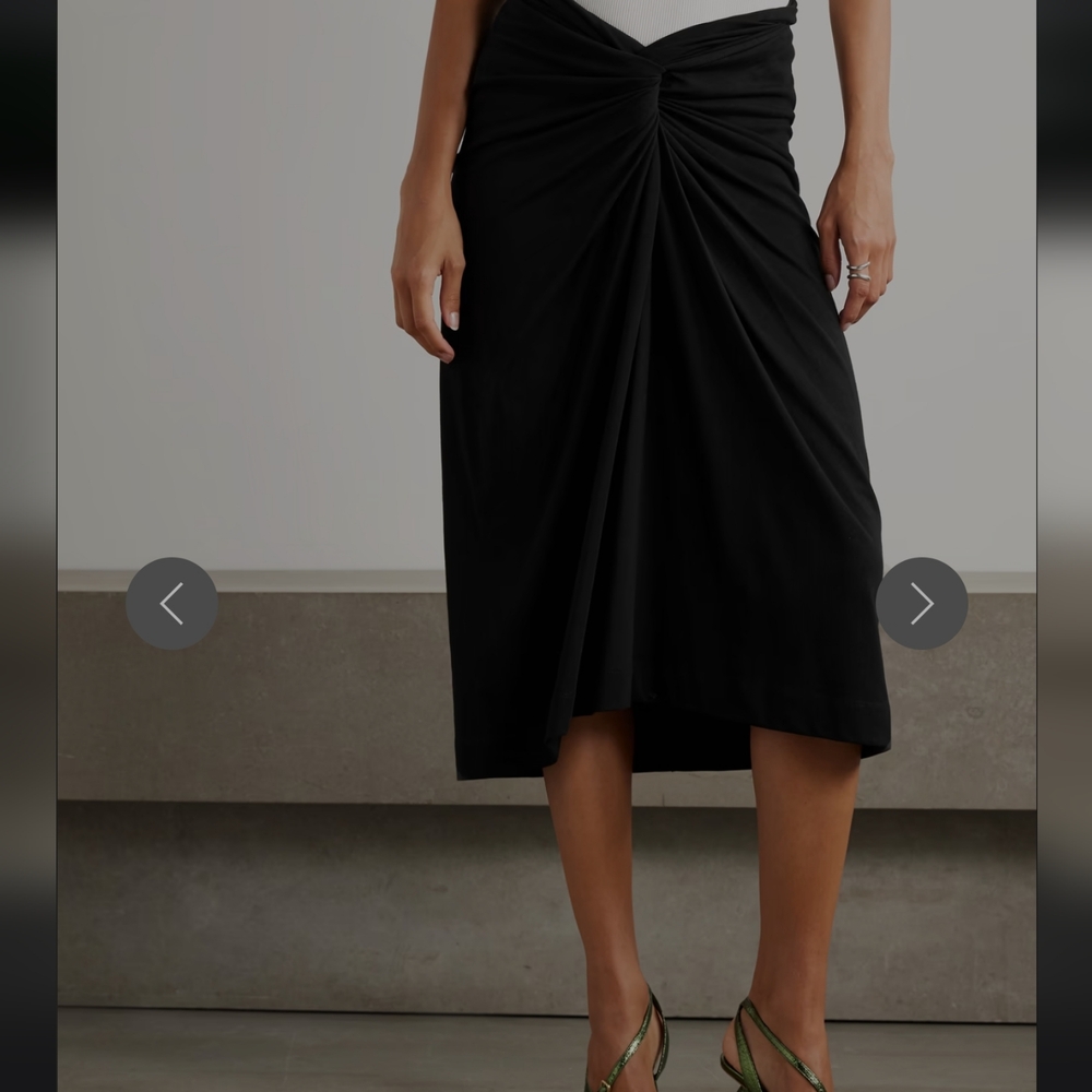 Dries Van Noten Black Draped Midi Skirt - Picture 2 of 14